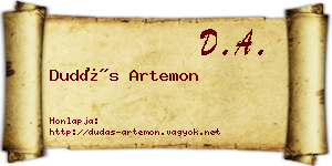 Dudás Artemon névjegykártya